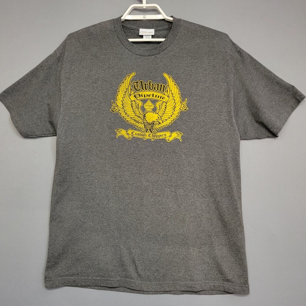 Urban Pipeline T-shirt Mens XL Gray Yellow Graphic‎ Eagle Custom Choppers Tee